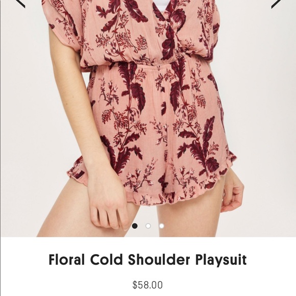 New Topshop Floral Cold Shoulder Romper - Picture 6 of 6